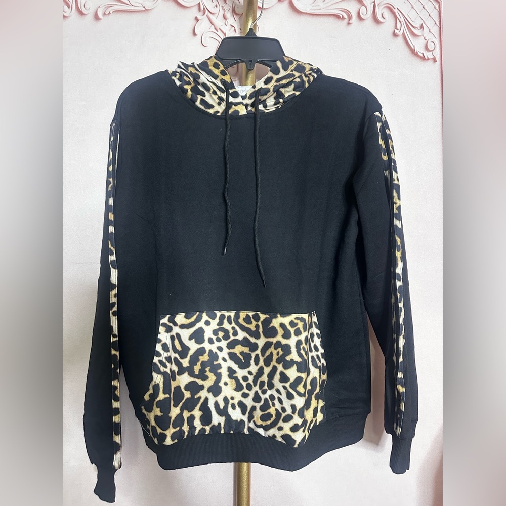 Leopard Print Black Hoodie
